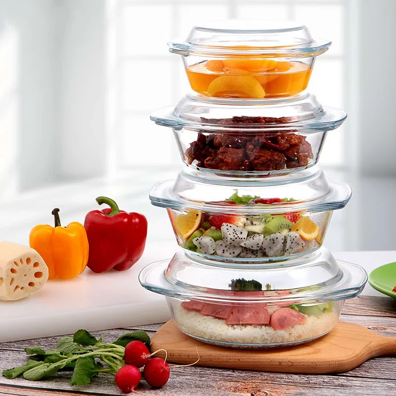 Dim Sum Basket - Schüssel aus gehärtetem Glas mit Deckel,